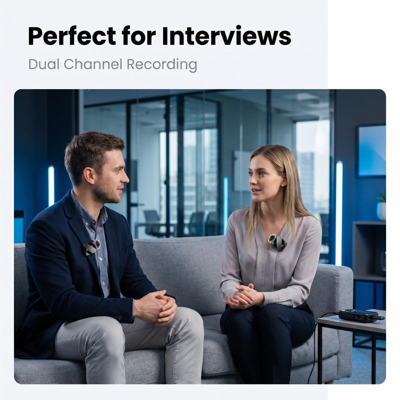 Wireless Earphone Microphone, Equipped With Lightning And Usb-C Adapters, Plug-And-Play Noise-Canceling Microphone, Suitable For Video Live Streaming, Interviews And Real-Time Streaming.