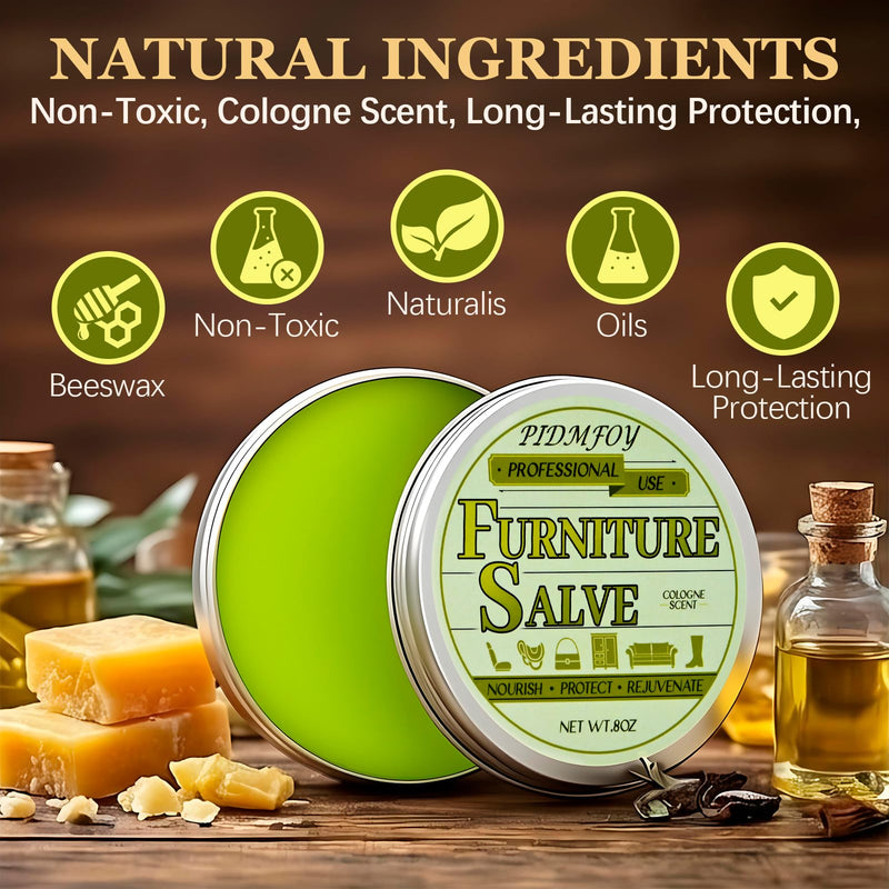 Furniture & Leather Repair Salve with Brush, Wood, Vinyl, Leather, Polisher, Cleaner and Conditioner for Furniture, Saddle, Moisturizer, Restorer for Car Seat, Couch, Shoe, Purse, Boot - 8oz