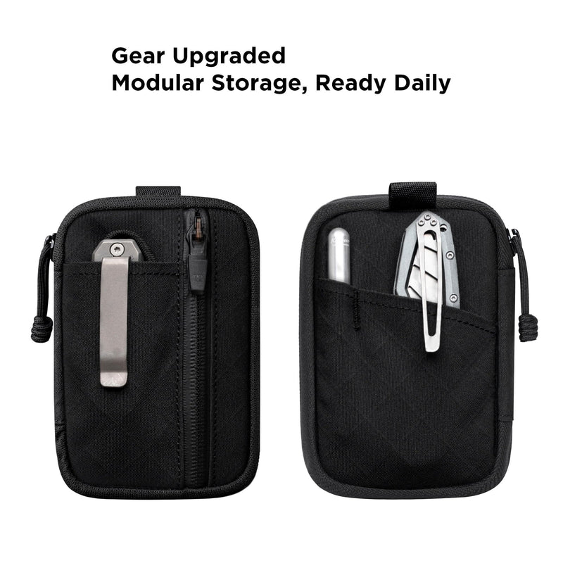 ALPAKA HUB Pouch Pro EDC Organizer - Small Tool Pouch for Electronics, Cables with YKK Zipper, Daily Use and Travel - Axogrid 300D Weatherproof UV Resistant Fabric Black Axogrid 300D