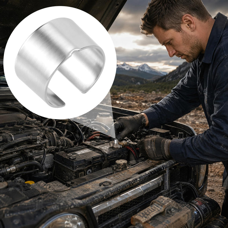 4Pcs Battery Post Shims, Car Battery Terminal Shim, 0.75In, Silver | Automotive Battery Terminal Adapter Sleeve, Car Audio Video Connection Part Accessories, Copper Made, 0.75×0.45 in
