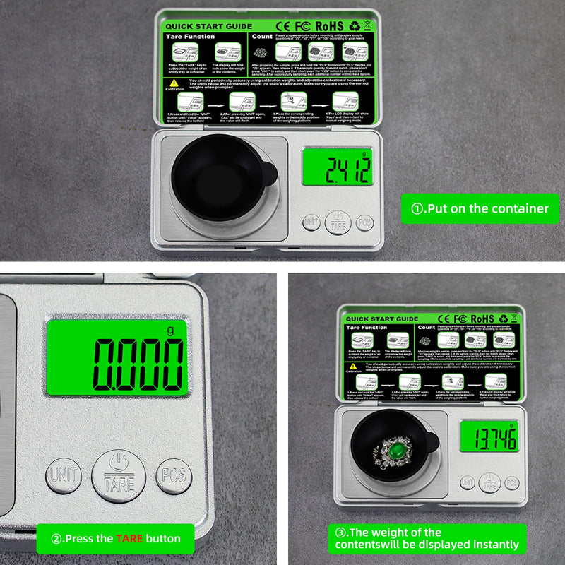 High Precision Mg Scale 100g/0.001g, Pocket Digital Milligram Scale, Small Gram Jewelry Scale, Coin Scale with 50g Calibration Weight for Gold/Silver/Gems/Powder Medicine Benechef