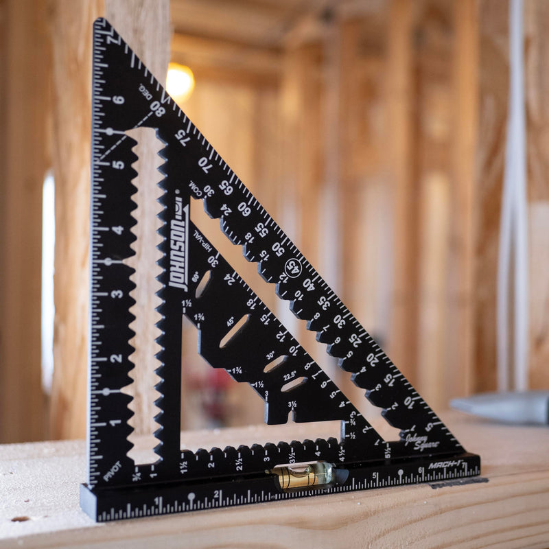 Johnson Level & Tool 1904-0700V 7-1/4" Johnny Square® MACH-1™ Smart Mark™ Rafter Square with Level Vial, Black 7-1/4-inch MACH-1 with Level Vial