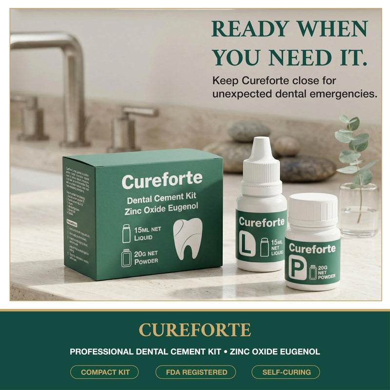 Zinc Oxide Eugenol Dental Cement Kit – Professional Temporary Crown & Bridge Glue for Tooth Fillings | Self-Curing, Strong Bond, and Pulp-Soothing Formula | Easy-to-Use Dental Repair Kit