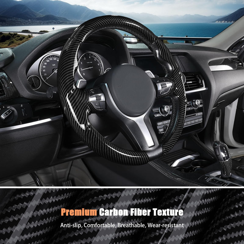 Aimato Customized Steering Wheel Cover for BMW(M Sport) X3 2014-2017/X5 2014-2018/3 Series 2012-2019/5 Series 2014-2016/328i 320i 330i 325i 528i 530i 535i 2 4 6 Series X2 X4 X6 M2 M4 M5 M6 Sport Bright Black