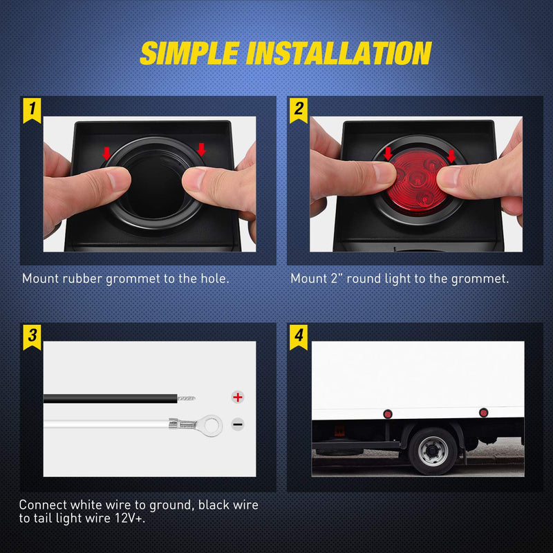 Nilight 5PCS Red Round Trailer LED Marker Clearance Light 4 LED Flush Mount with Plug Grommet Pigtail Hardwired for Trailer Truck RV Red 5Pcs 4LED