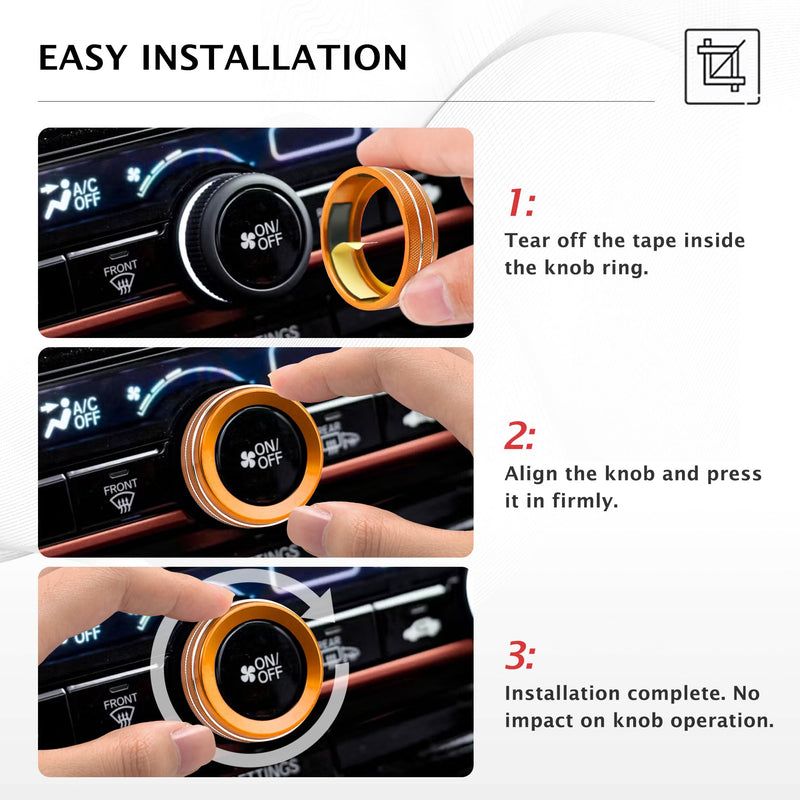 for Honda Passport 2026 Accessories, 5pcs Aluminum Alloy Knob Cover Trim Kit - Push Start & Air Conditioning (Orange) Orange