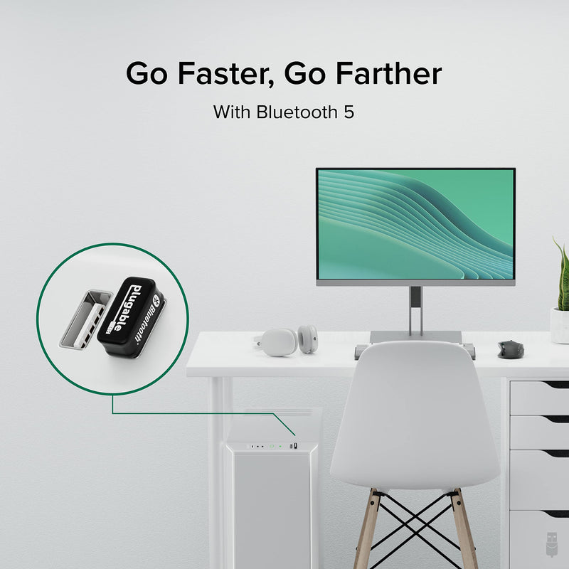 Plugable USB Bluetooth Adapter for PC - Connect Up to 7 Devices, Headphones, Speakers, Keyboard, Mouse, Printer, Enhanced Range & Audio, Compatible with Windows 11, 10, and 8