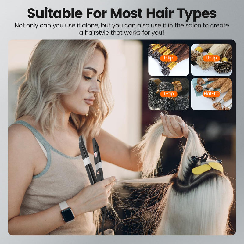 Professional Hair Extensions Iron with LCD Temperature Display, Pre Bonded Hair Extensions IronKeratin Bonding Tools, Heat Hairs Connector Adjustable 80℃-200℃