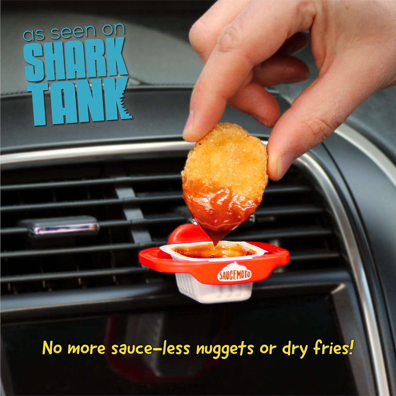 Saucemoto Dip Clip | An in-car sauce holder for ketchup and dipping sauces. As seen on Shark Tank (2 Pack, Black) 2 Pack