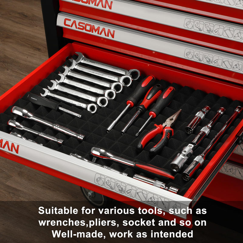CASOMAN 4PCS Professional Toolbox liner, Trap Mat Universal Tool Drawer Liner, Non-Slip Foam Inserts, Easy Cut, Black, 23.6"x15.7" 4-piece
