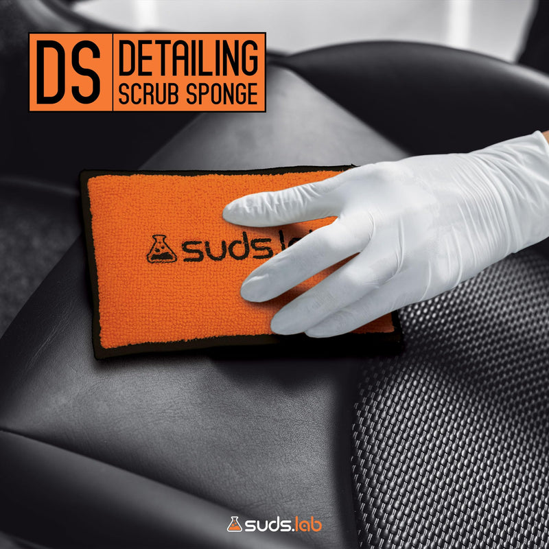 Suds Lab DS Microfiber Detailing Scrub Pad 2 Pack - Car Interior Cleaning & Detailing Microfiber Scrub Pads - Safe On Leather, Vinyl, Plastic, Etc. Set of 2