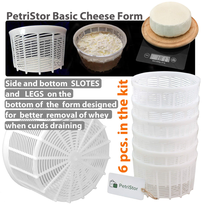 6 pcs Soft Cheese Mold for Cheese Making 1.25QT - Small Cheese Mold - Homemade Cheese Making Supplies - Cream Cheese Form Mold - Molde Para Queso Fresco Casero - Feta Ricotta Cheese Making Basket