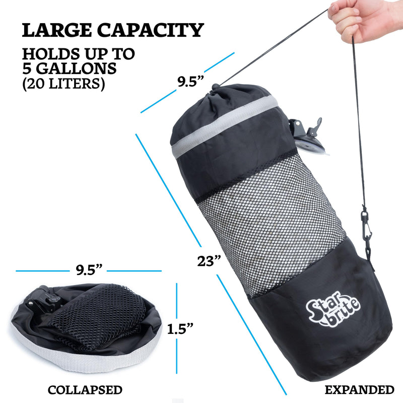 STAR BRITE Mesh Trash Bag with Locking Suction Cup & Litter Guard Cinch Tie - for Boats, RVs, Gold Carts, & Outdoor Adventures - Durable & Washable, 5 Gallon Capacity (52074)… Large
