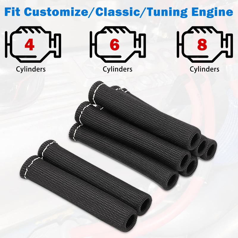 12pc Engine Spark Plug Wire Separator Divider & 8pc Spark Plug Wire Boots Protector Heat Sheild Sleeve 8mm 9mm 10mm Spark Plug Wire Clamp Holder Aluminum Alloy Ignition Wire Divider 24PCS