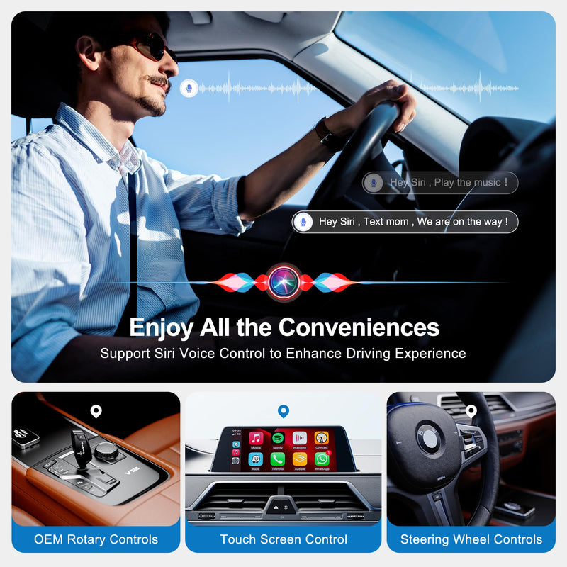 AI Box CarPlay, 3-in-1 Wireless CarPlay Adapter Android Auto OEM Wired Cars | Built-in Netflix/YouTube for Streaming, 5.8GHz WiFi, Convert Wired to Wireless, Plug & Play （4GB RAM+32GB ROM）