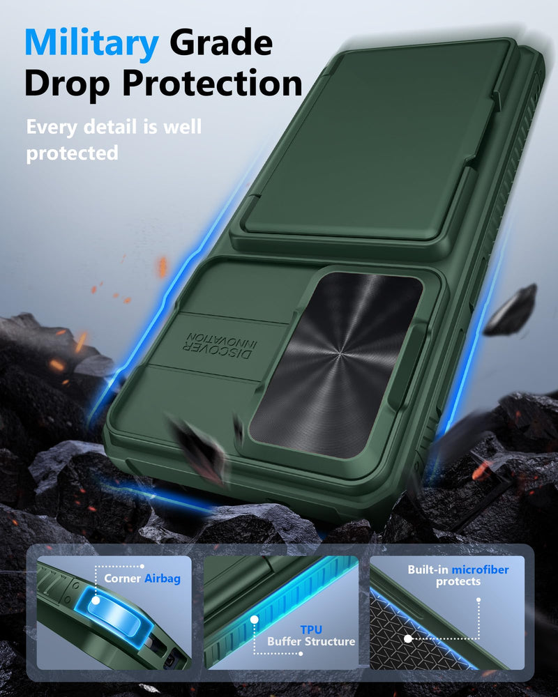 ATATOO for Samsung Galaxy S26 Wallet Case with 2X Screen Protector, Green | Card Holder (4 Cards), Slide Camera Cover, Military Grade Protection, Women Men, Heavy Duty Phone Case for Galaxy S26 6.3" Green with SP S26, 6.3"