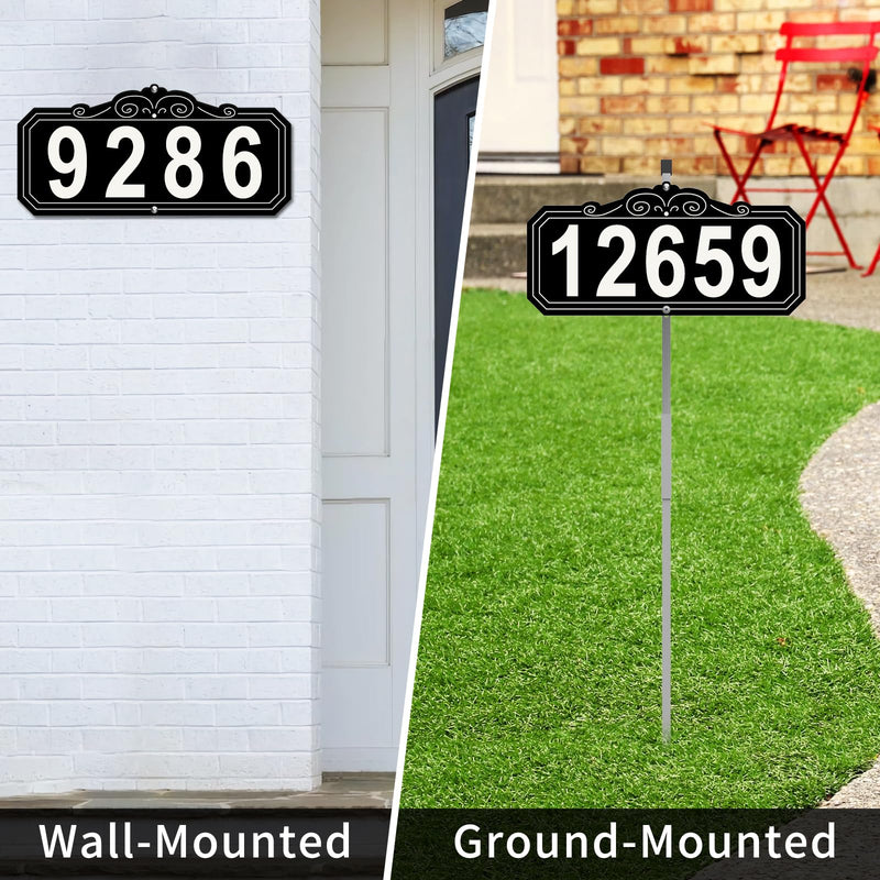 House Numbers for Outside,Yard Address Signs with Stakes, 28 x 13.4 InchWaterproof, Rustproof, House Number Yard Sign, Mailbox Number, Address Plaque. Use. Street, Home, Hotel, Office. (Black(Ground Mount)) Black(Ground Mount)