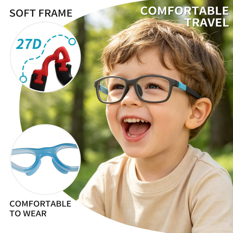 SooGree Blue Light Glasses for Kids,Blue Light Blocking Glasses for Screens Mobile TV,Computer Gaming Grasses-Anti Eye Strain Age 9-13 （gray）