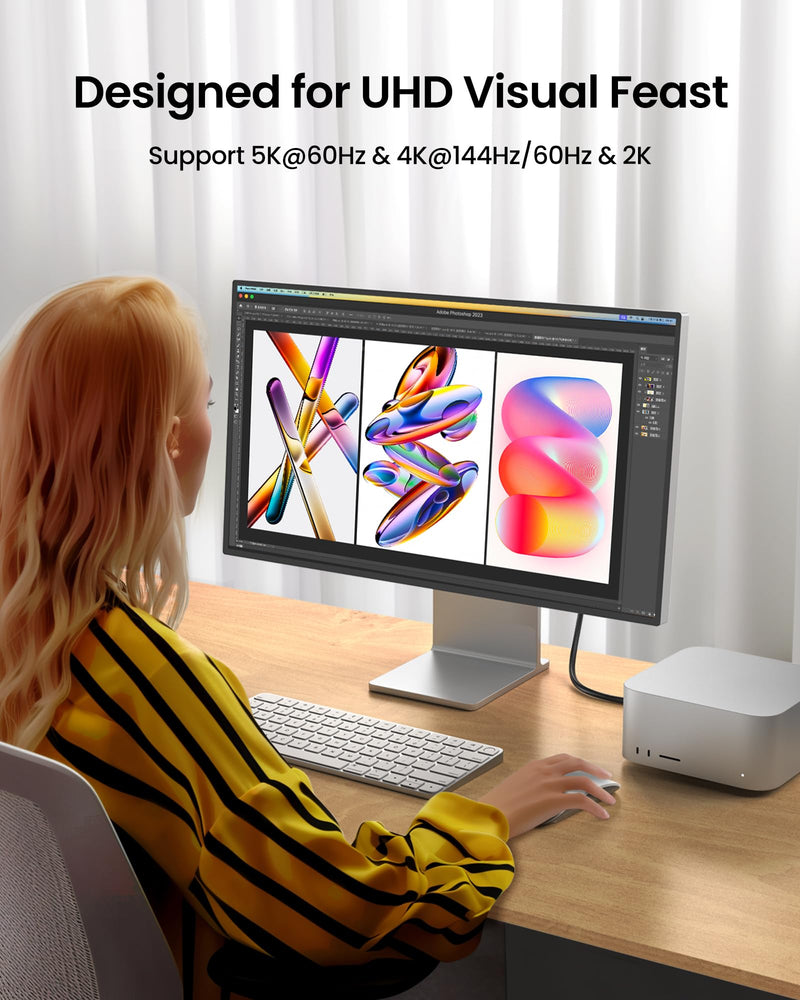 Silkland USB C Monitor Display Cable 6.6FT [4K@144Hz/60Hz 8K@30Hz], USB C 3.2 Gen 2x2 Video Cable, 20Gbps Data Transfer, 240W PD Fast Charge, Compatible with iPhone 16, MacBook Pro, iPad 6.6 Feet