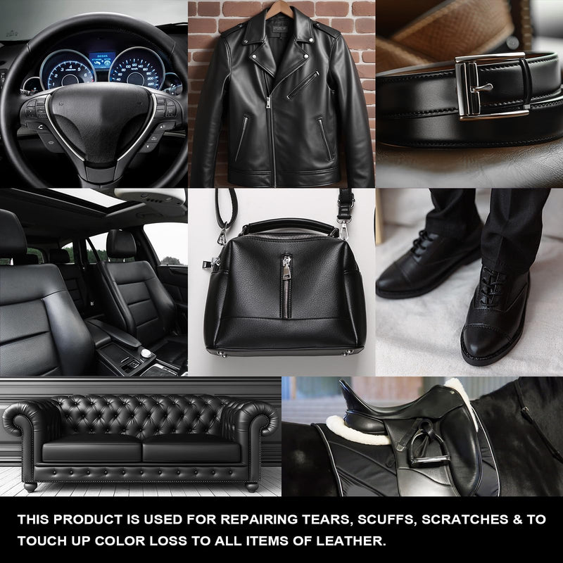STARTSO WORLD Black Leather Repair Kit, Vinyl Repair kit for Car Interiors, Furniture, Couches, Car Seat, Sofa, Jacket and Purse, Restores Faux, Artificial, Genuine Pleather