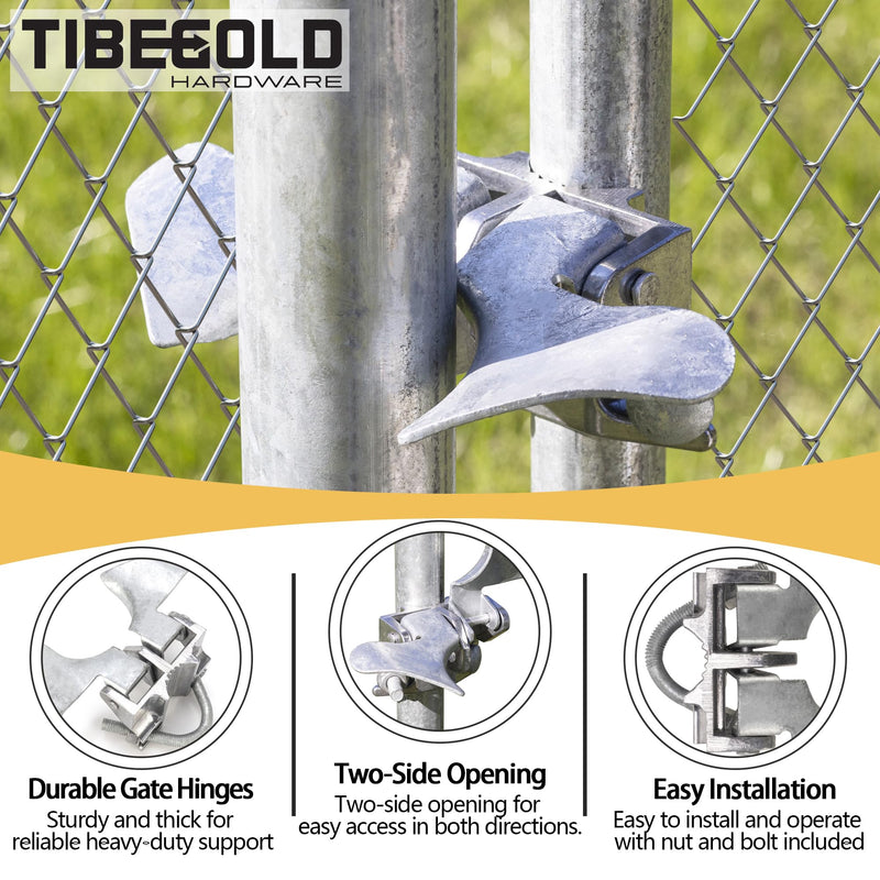 Chain Link Fence Butterfly Gate Latch, Galvanized 2 Way Lockable Gate Latch for 1-3/8" Gate Frame and 2-3/8" Gate Post, Fence Gate Latch with Padlock Hole, Silver, 2 Pack