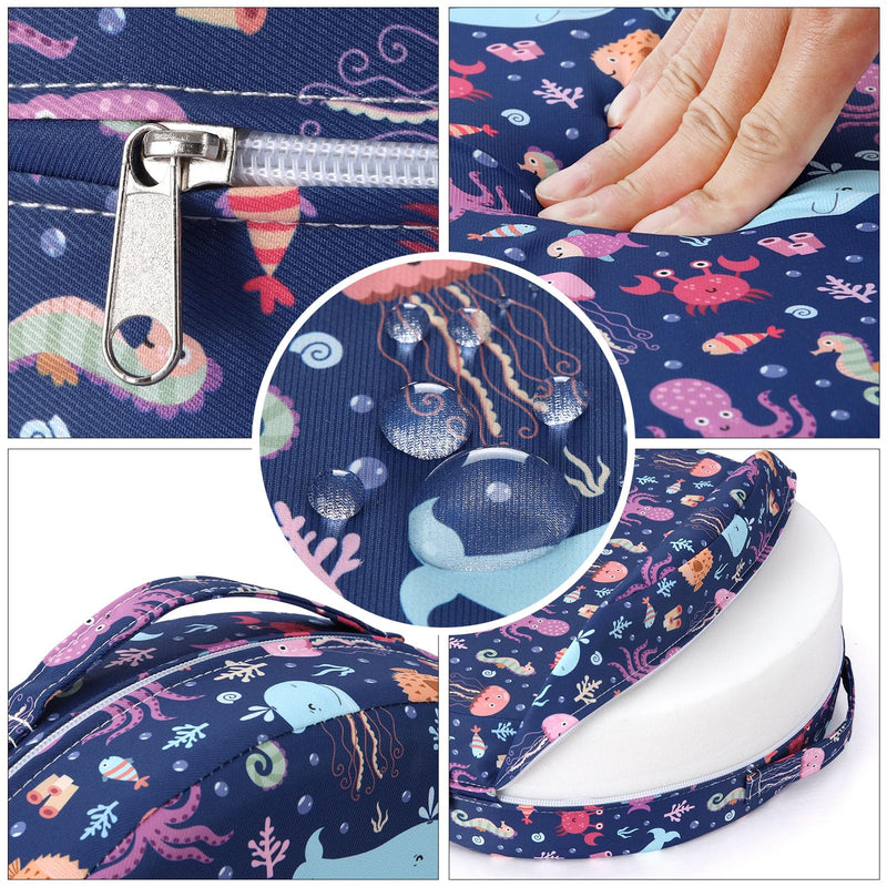 Zicac Portable Seat Cushion Washable with Non-Slip Bottom, Detachable Strong Support Cushion for Toddler Kids Baby Infant (Purple Octopus) Purple Octopus
