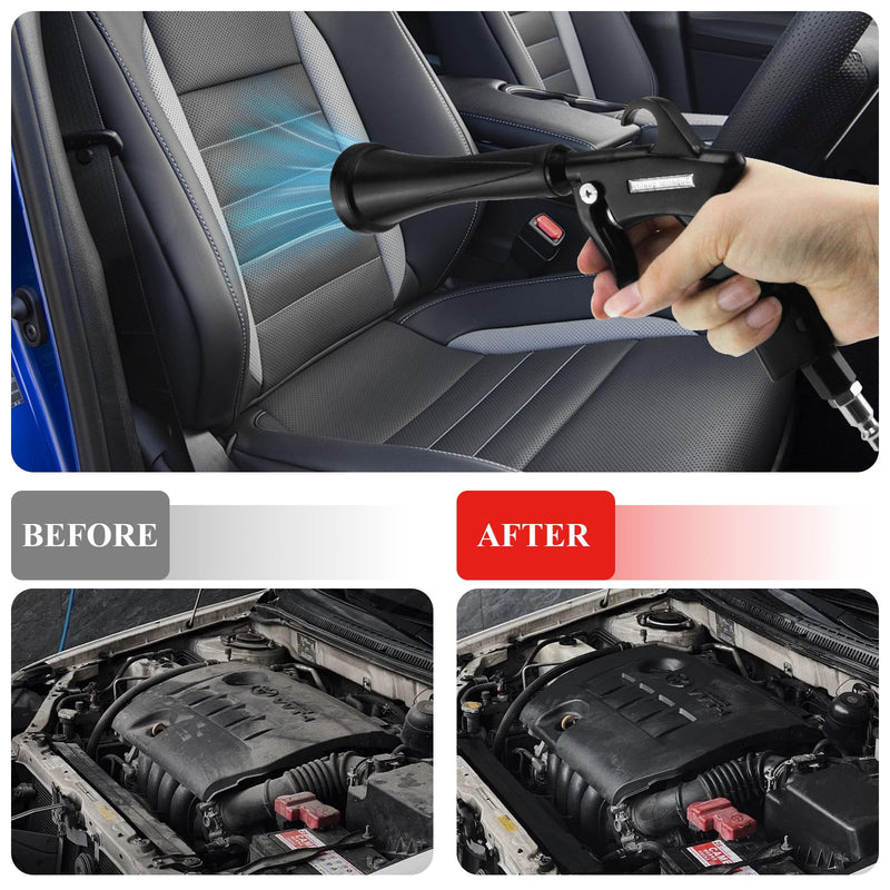 HANDY Tornado Air Cleaning Gun with Rubber Guard and Brass Adjustable Air Flow Nozzle Air Gun for Compressor Pneumatic Tool for Dust Cleaning Car Detailing Black
