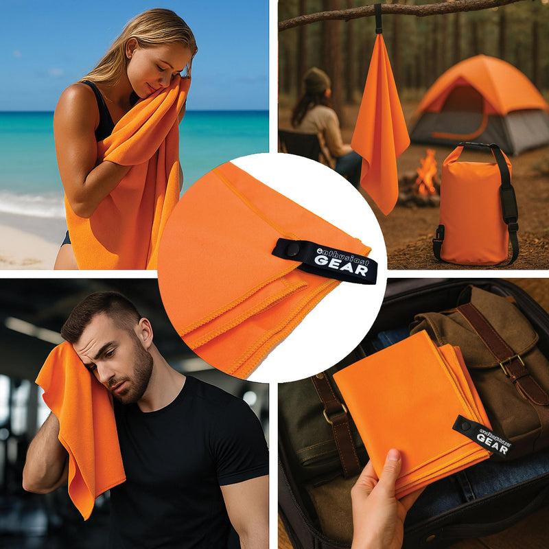 Enthusiast Gear Dry Bag 15L – Waterproof Floating Roll Top Dry Sack for Kayaking, Boating, Camping & Beach – Includes Quick Dry Microfiber Towel (Orange) Orange