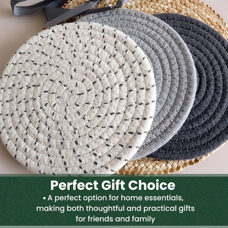 10 Inch Trivets for Hot Dishes, Hot Pots and Pans, Extra Large Thick Heat Resistant Large Coaster, Hot Pads, Kitchen Essentials, Pot Holders for Countertop with Storage Basket, 5 Pcs Mix Color With Basket