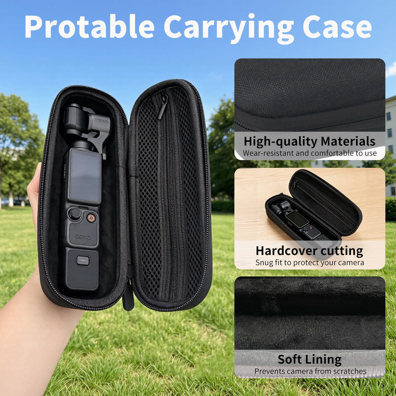 CQT Carrying Case for DJI OSMO Pocket 4 3, Portable Storage Small Protector Hard Bag for Pocket 4 3 Xtra Muse Vlogging Camera Accessories Protective Travel Organizer (Black) Black