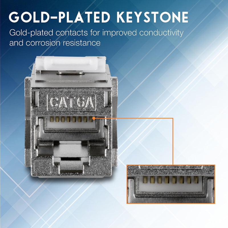 TRENDnet Cat6A RJ45 Keystone Inline Coupler Keystone Jack, 6-Pack, TC-KC06C6A, Keystone Jack Female to Female for Wall Plates & Blank Shielded Keystone Patch Panels, Silver