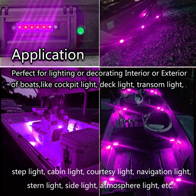 20Pcs Purple Boat Interior Lights Waterproof 12V Marine Boat Navigation Lights for Deck Courtesy Transom Cockpit Bow and Stern,Kayak Yacht Fishing Pontoon Sailboat 20pcs Purple