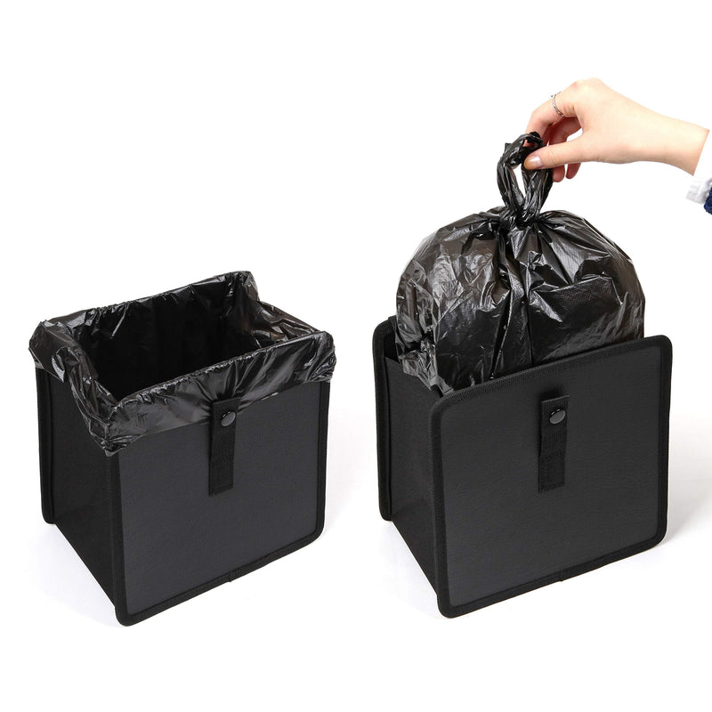 KMMOTORS Car Trash Can, Jopps, Car Trash Bag Hanging, Fordable Garbage Can, Front seat, Back seat, Vegan Leather, Collapsible (Jopps, Medium, Black)