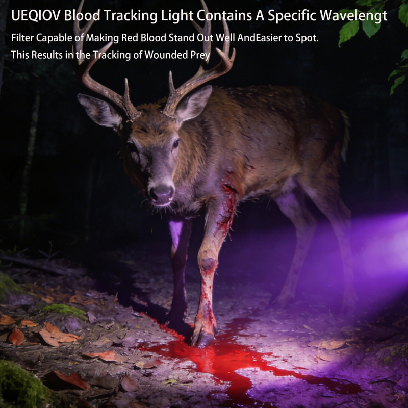 3V LED Bead, 395nm UV, Blood Tracking Light for Hunting Deer, Special Filter Highlights Blood Trail, Flashlight for Wounded Prey Detection，10W high Power,Waterproof IPX8