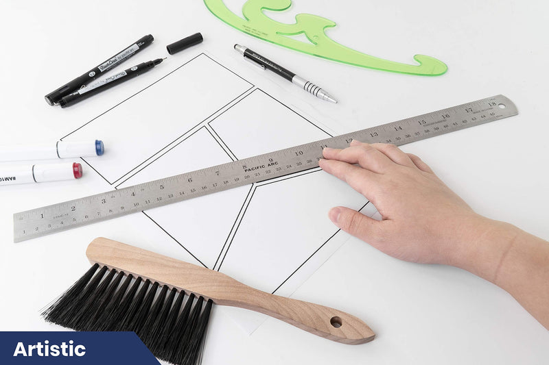 Pacific Arc 18 Inch Stainless Steel Ruler with Inch/Metric Conversion Table 18 In