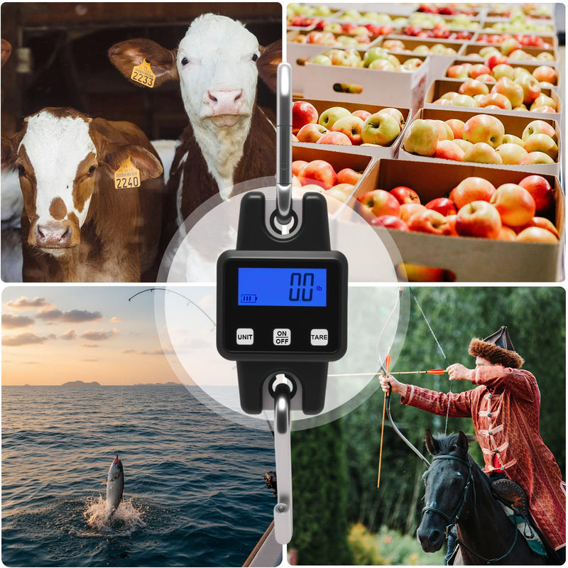 660lbs Digital Hanging Scale Type-C Rechargeable – High Precision Handheld Mini Crane Scale with S-Hook, Fishing Scale for Farm, Fishing, Hunting