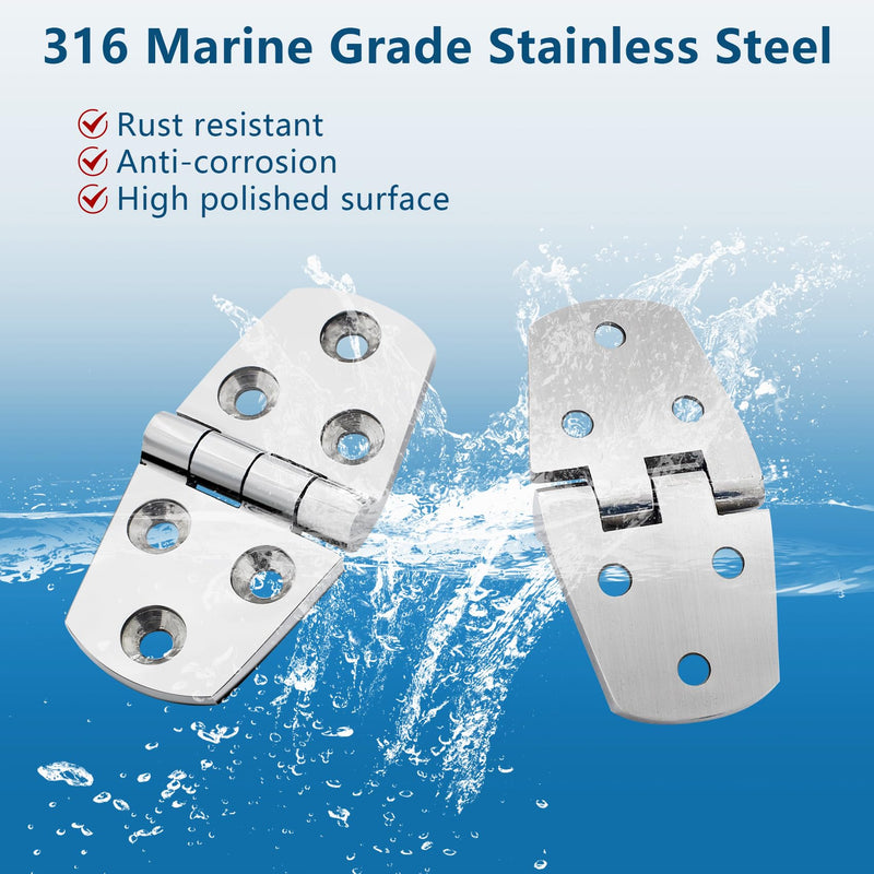 316 Stainless Steel Boat Hatch Hinges,3 inch x 1-1/2 inch (76 x 38mm) Polished Marine Hinge,Marine Boat Hatch Heavy Duty Hinges with Screws,for Boats, Yachts, Doors, Deck,Windows, Cabinets (8 Pack) 3 inch x 1-1/2 inch-8Pack
