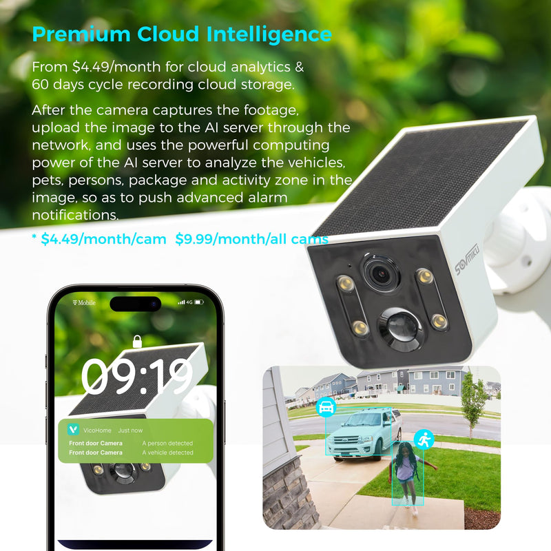 Vicohome CG6L Best 2K Solar Security Camera Wireless Outdoor System,No NVR Needed,Battery Powered,Easy to Setup,Motion Detection,Two Way Audio,Color Night Vision,SD Slot,180 Days Exchange Policy