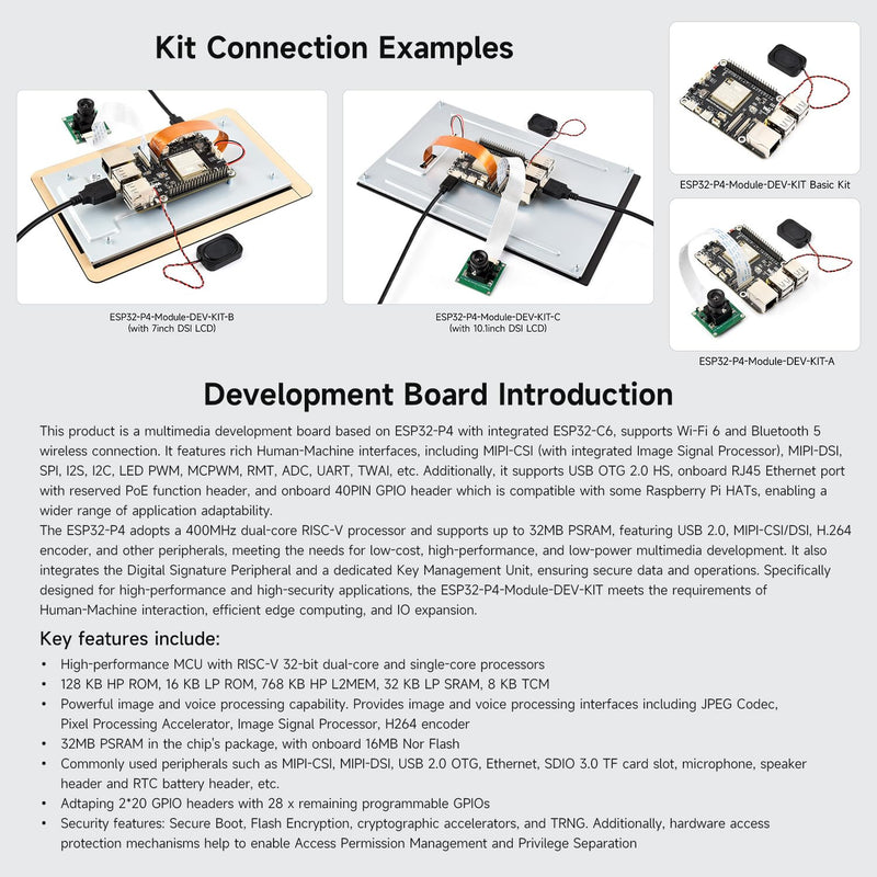 Waveshare ESP32-P4-Module High-Performance Development Board, Based On ESP32-P4 and ESP32-C6, Supports Wi-Fi 6 and Bluetooth 5/BLE, Includes Speaker
