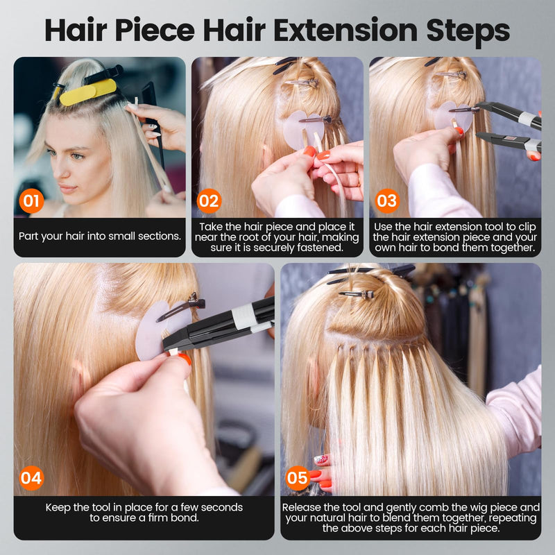 Professional Hair Extensions Iron with LCD Temperature Display, Pre Bonded Hair Extensions IronKeratin Bonding Tools, Heat Hairs Connector Adjustable 80℃-200℃