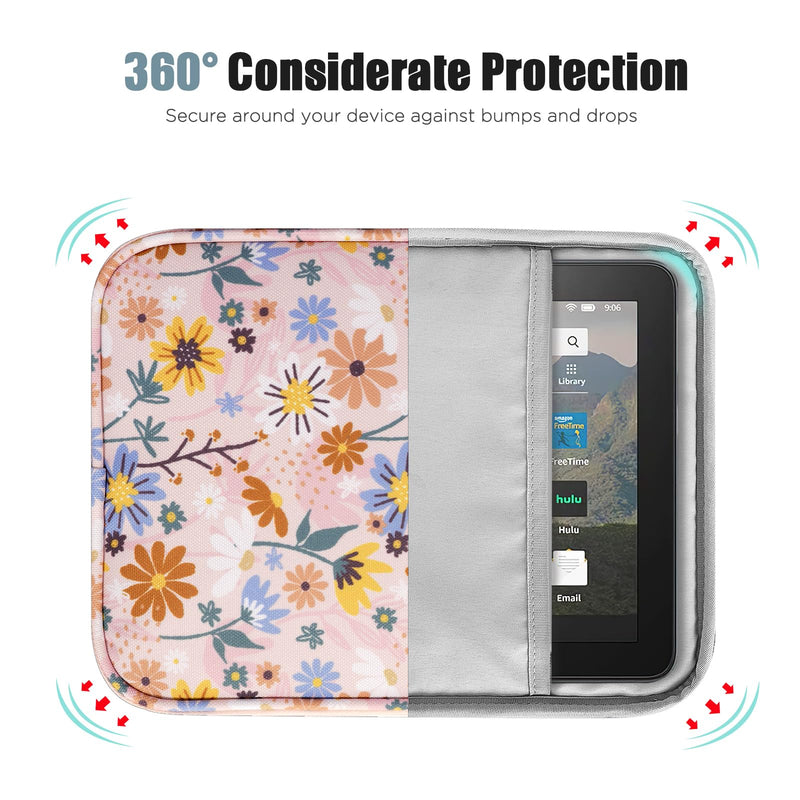 TiMOVO 8-9 Inch Tablet Sleeve Case Compatible with iPad Mini 6, iPad Mini 5/4/3/2/1, Galaxy Tab A7 Lite 8.7/Tab A 8.0/Tab A 8.4, Fire HD 8 & 8 Plus 2020, Portable Protective Bag, Yellow Flower