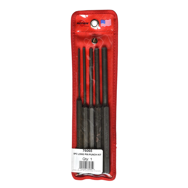 Mayhew Select 76065 446-K Long Pin Punch Kit, 5-Piece