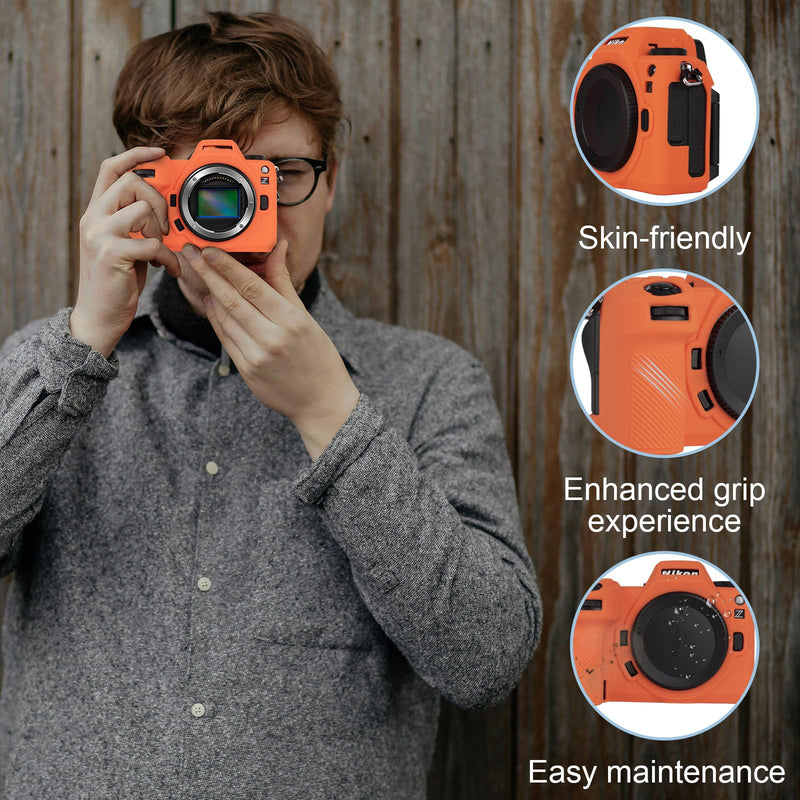 for Nikon Z6III Accessories Set, Camera Case, Screen Protector*2, Hot Shoe Cover*1, Silicone Camera Cover, Tempered Glass 9H, Orange