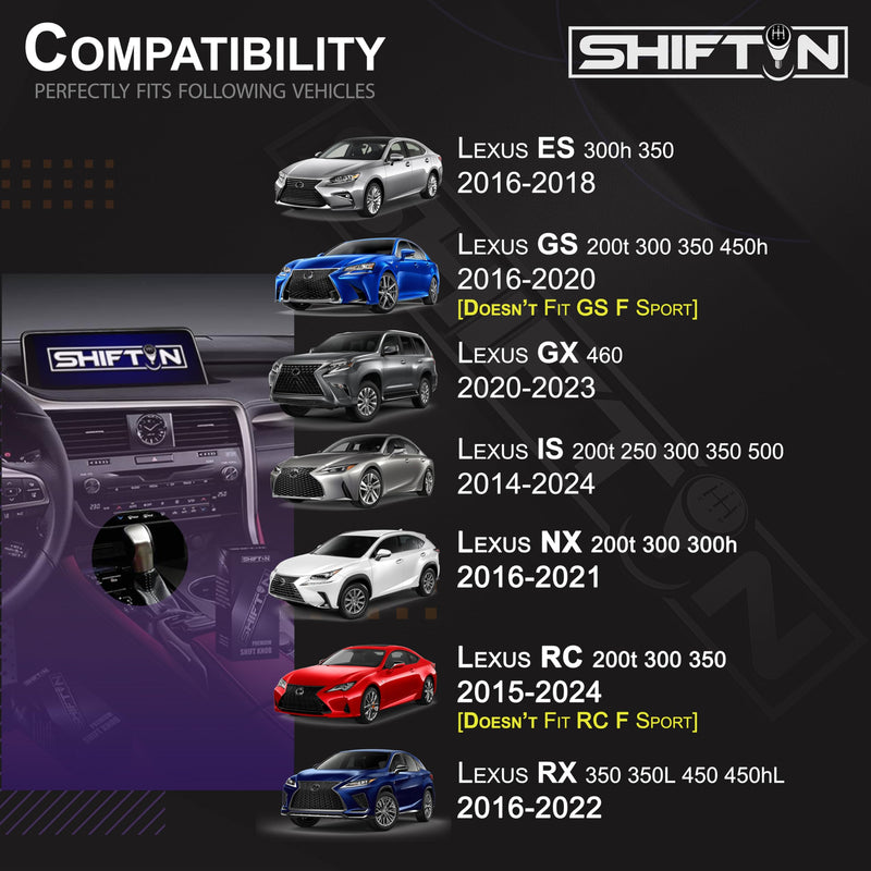 Gear Shift Knob Shifter for Lexus ES GS GX is NX RC RX 200t 300 350 3450h 450hL 350L (Rioja Red Rose/Carbon Fiber Pattern) Rioja Red Rose / Carbon Fiber Pattern