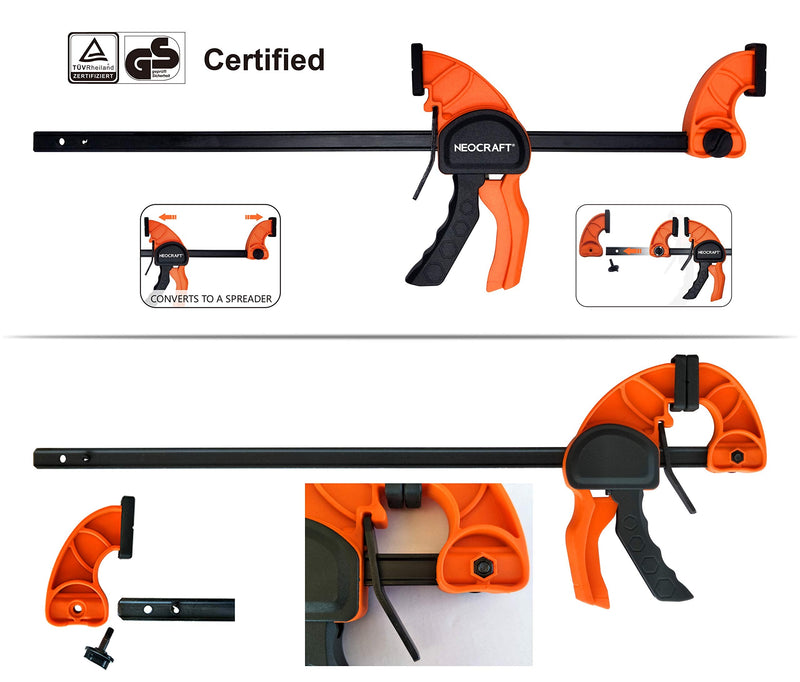 Quick Release Ratchet Bar Clamps for Woodworking (2 Pieces Set 18'') - Light Duty Adjustable One-Handed Clamp for Woodworking & Furniture Manufacturing & Assembly 2pack 18"
