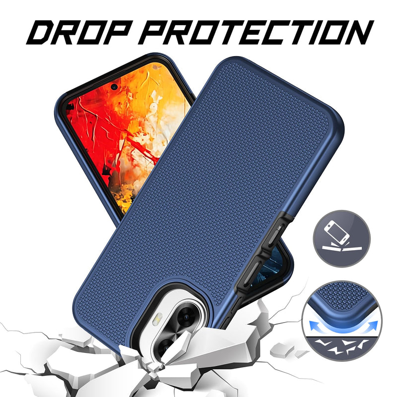 Phone Case for TCL K70 5G/TCL K70 XE with Screen Protector Blue | TCL K70 Phone Case Dual Layer Silicone Heavy Duty Protection Rugged Military Grade Shockproof Design Blue