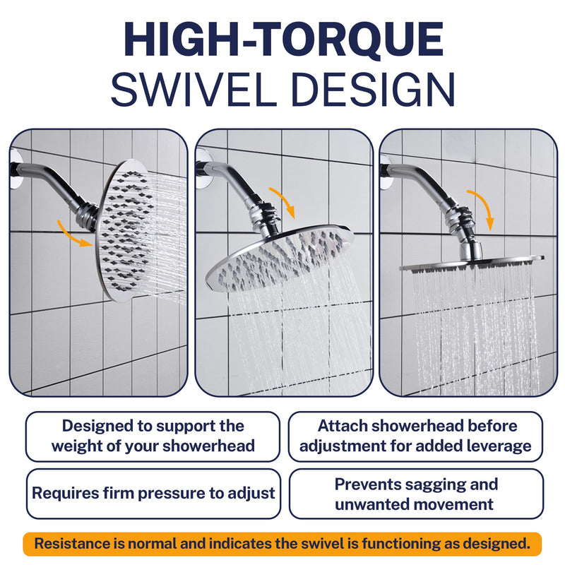 HammerHead Showers® Solid Metal Shower Head Swivel Ball Adapter, Chrome | Adjustable Pivot Ball To Adjust Showerhead Angle | Universal Connector Joint Fits Fixed, Hand Held & Rain Shower Heads