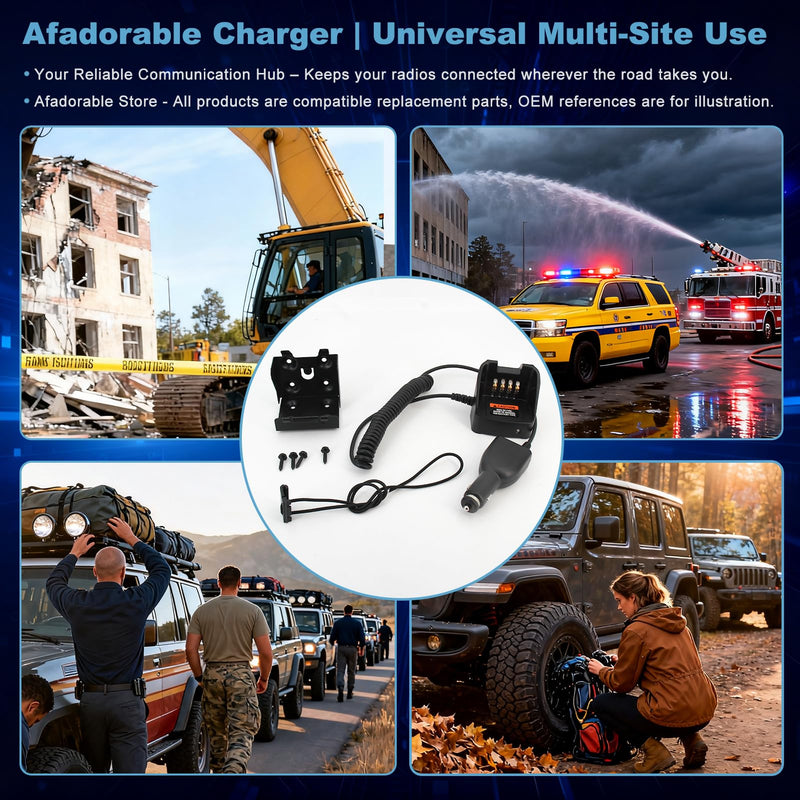 PMLN5228 Travel Charger Compatible for Motorola CP185 CP100D | Fits CP476 CP1200 CP1300 CP1600 CP1660 EP350 Radios, PMNN4476 PMNN4080 PMNN4081 Batteries, PMLN5228A PMLN5398 Car Charger