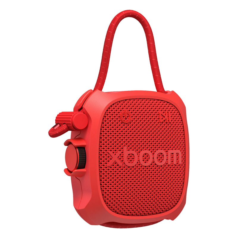 LG xboom Rock by will.i.am, Portable Outdoor Bluetooth Speaker, up to 10 Hours, IP67 Dust and Water Resistant, Adjustable Mounting Cord, Red