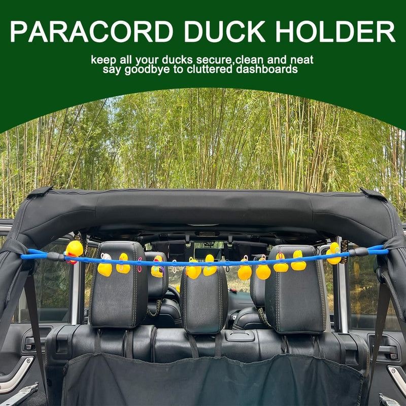 Duck Holder for Jeep,Rubber Ducks Holder for Jeep Wrangler YJ TJ JK JL & Gladiator JT, Hold 32 Rubber Ducks,Black Paracord Duck Mount Black